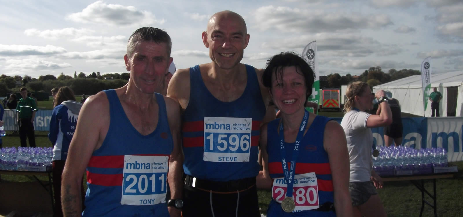 Tony Goodwill, Steve Edwards and Claire Harrison at Chester Marathon 2012