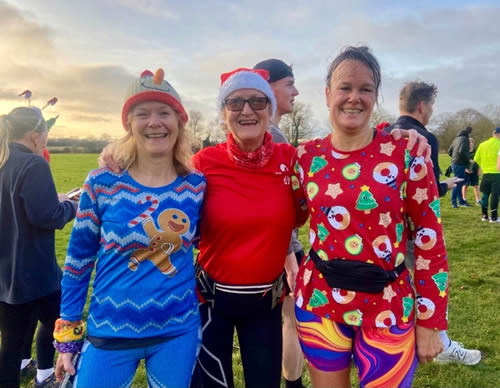 Susan (left) with friends at Stratford parkrun - 23-12-2023