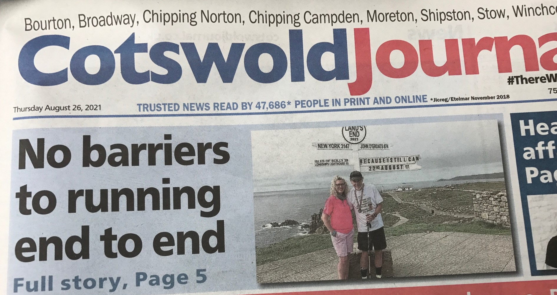 No barriers to running end to end - Cotswold Journal 26th August 2021