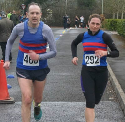 Debbie Davidson and John Gibson finishing at the Gloucester 20