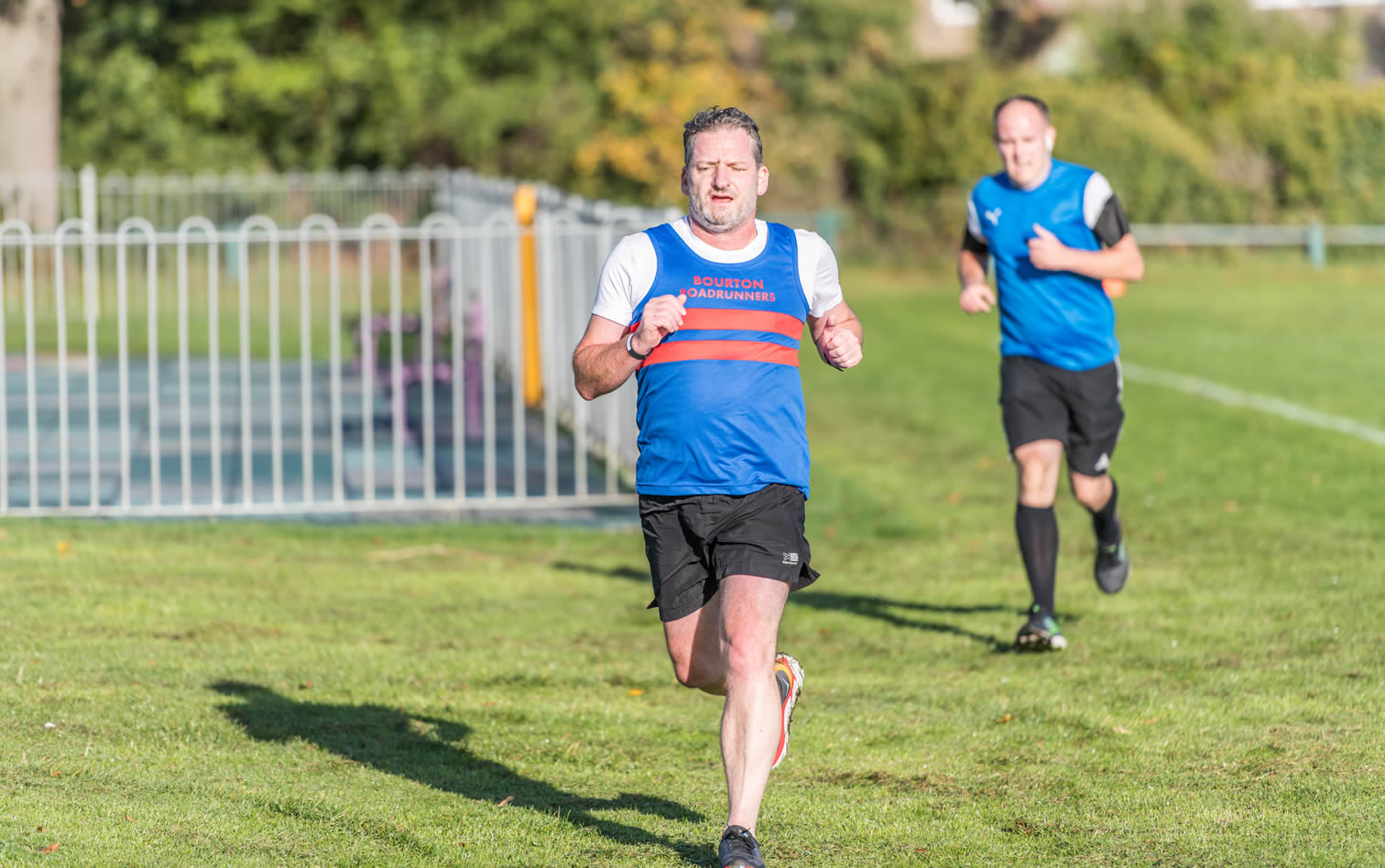Bourton's Barry O'Leary finishing at King George V Playing Field parkrun, Cheltenham - 8-10-2022