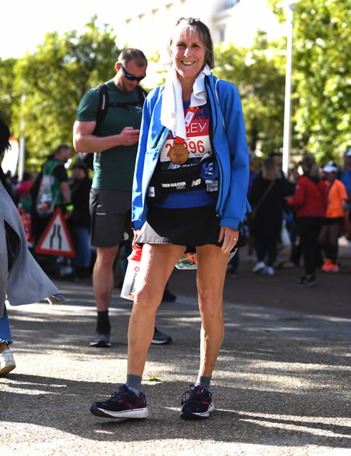Liz Hulcup after London Marathon