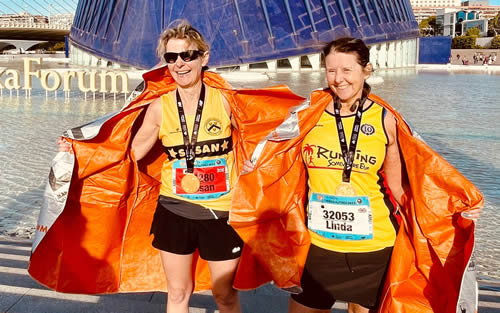 Susan Hunt and Linda Edwards at Valencia Marathon - 3-12-2023