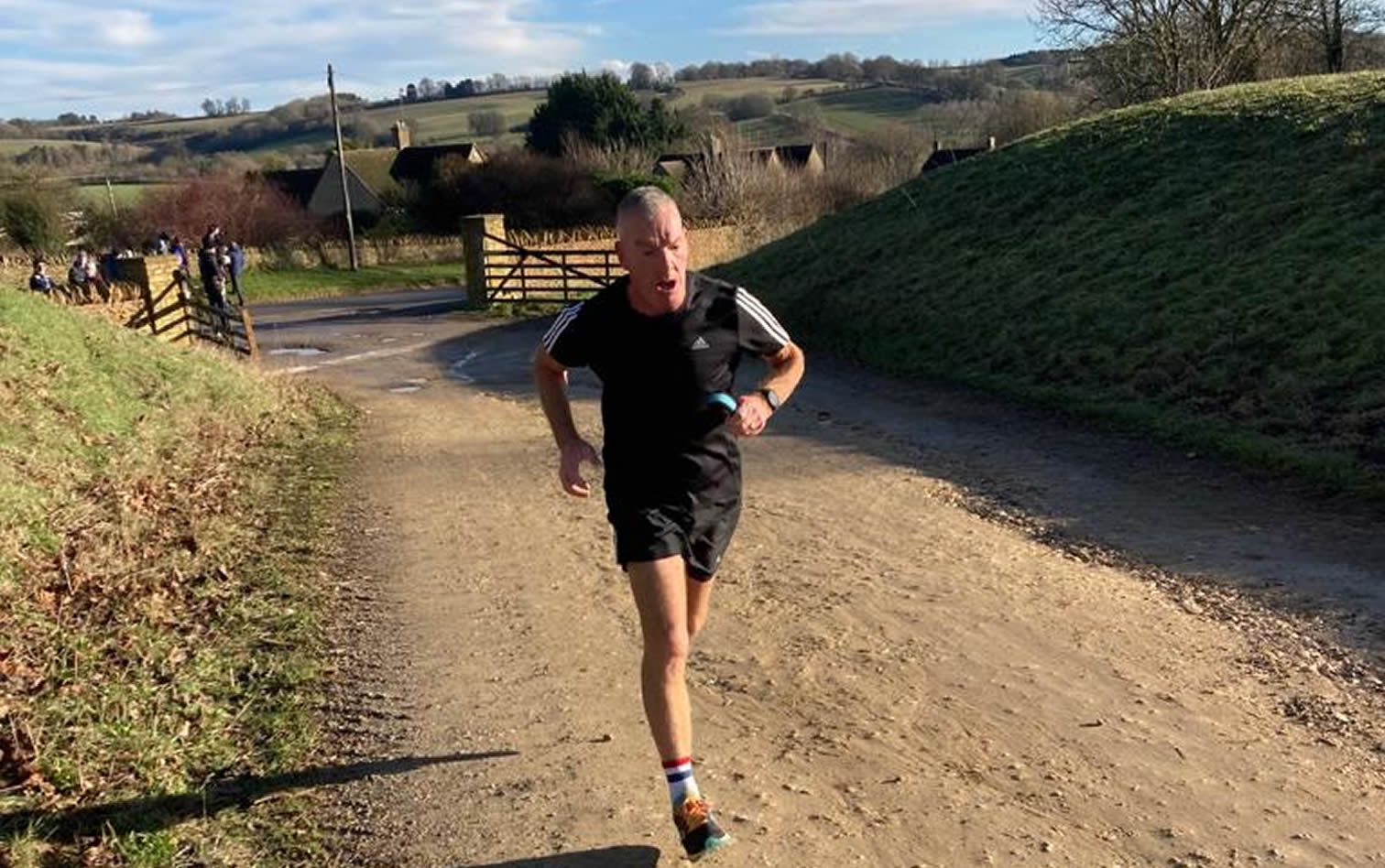 Tom Hill finishing at BRR Social Relay, Guiting Power - 2nd January 2023