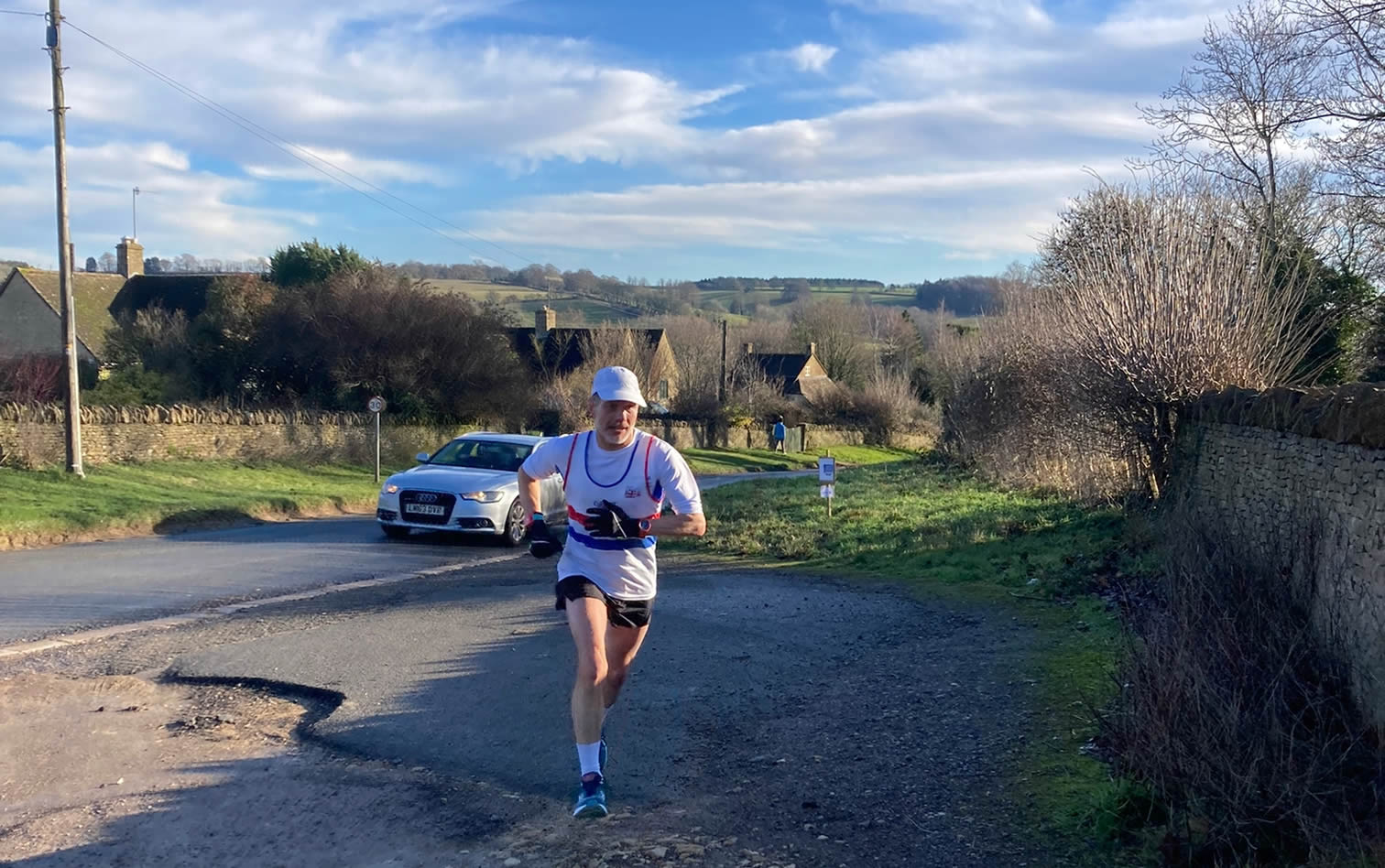 Dennis Walmsley finishing at BRR Social Relay, Guiting Power - 2nd January 2023
