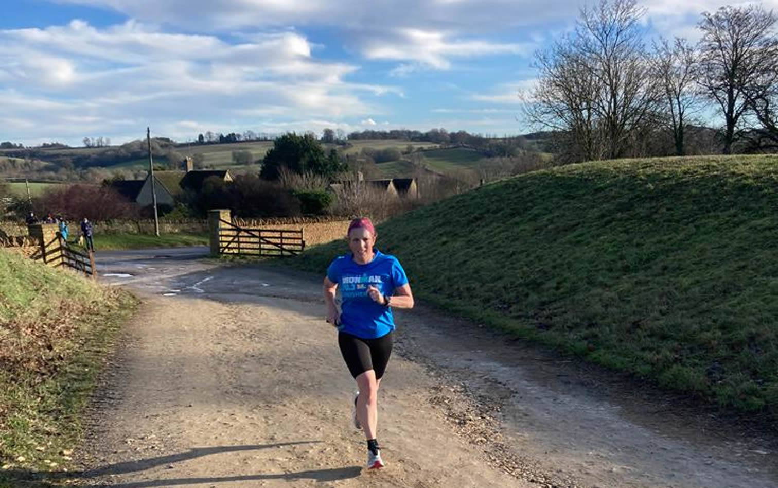 Maxine Emes finishing at BRR Social Relay, Guiting Power - 2nd January 2023