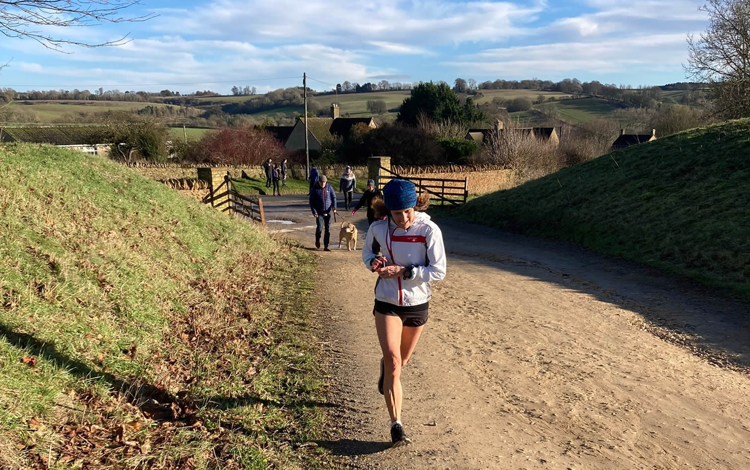 Noelle Morgan finishing at BRR Social Relay, Guiting Power - 2nd January 2023