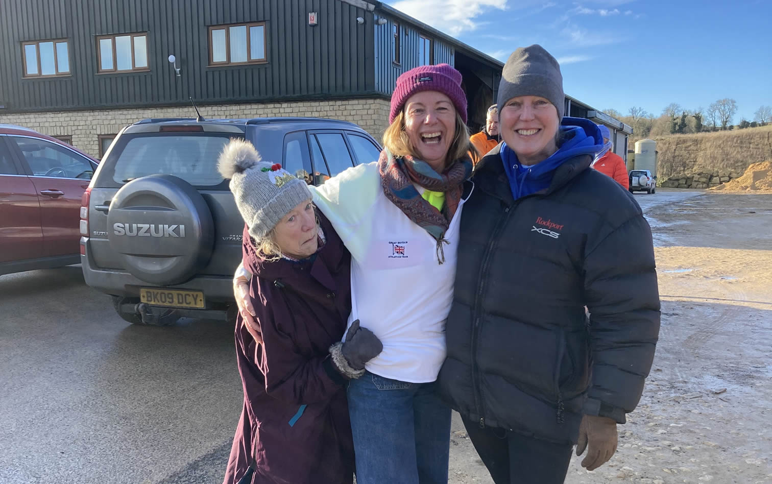 Lynn, Allie and Jenny at BRR Social Relay, Guiting Power - 2nd January 2023