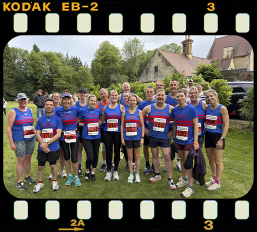 Most of the Bourton team made this photo call, including Kevin and Rebecca at the rear - Summer Sizzler 10K - 10th June 2026