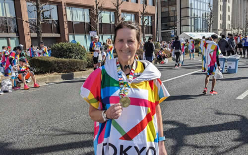 Linda Edwards after Tokyo Marathon - 3rd March 2024. Click on image for a larger version