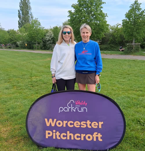Jaq and Liz at Worcester Pitchcroft Parkrun - 2nd May 2026